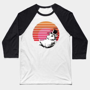 Cute retro hamster vintage sunset hat Baseball T-Shirt